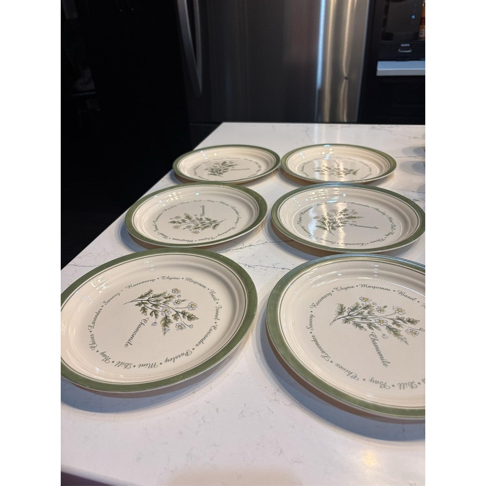 6 Corelle Thymeless Herbs Luncheon Salad Plates 8.5 Inch Chamomile